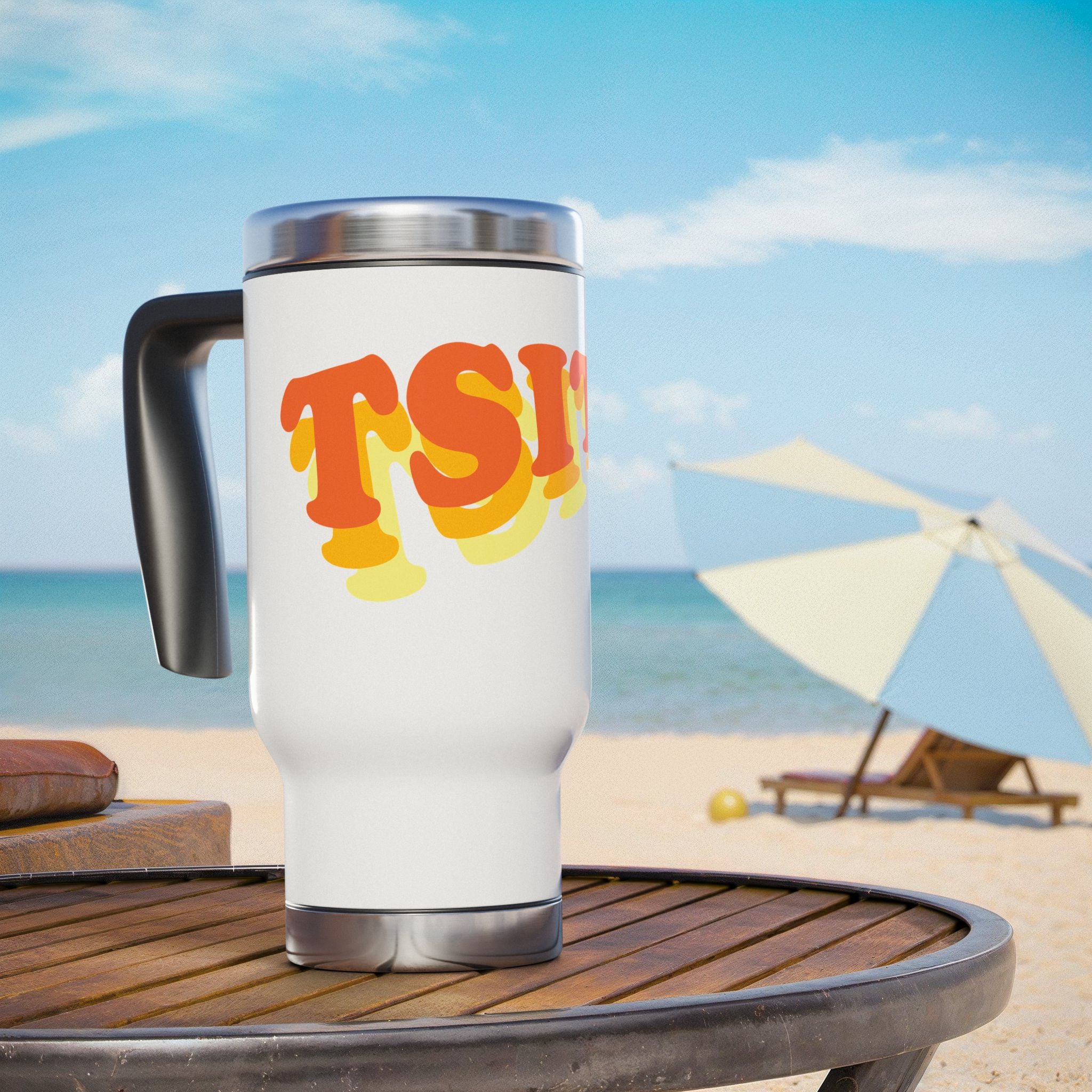 TSITP Retro 'Good Vibes' 14oz Stainless Steel Travel Mug with Handle