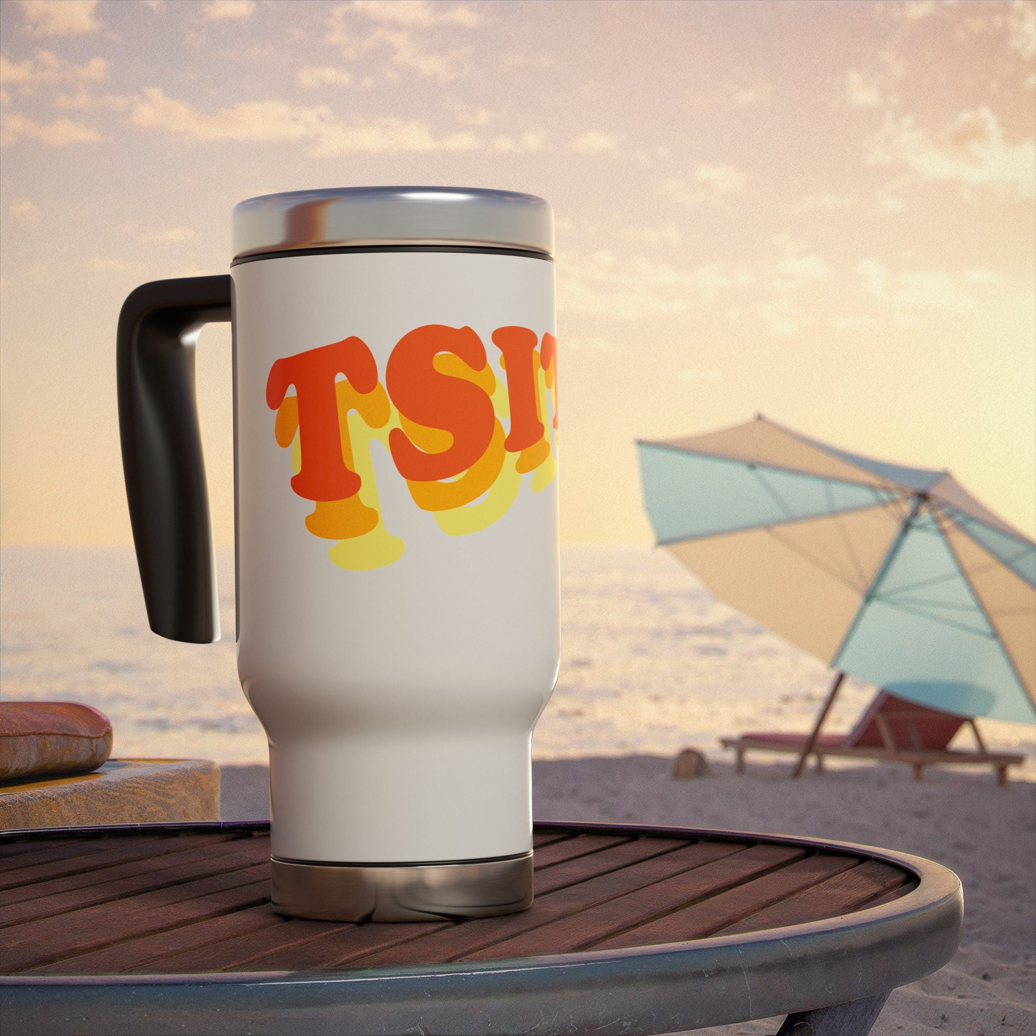 TSITP Retro 'Good Vibes' 14oz Stainless Steel Travel Mug with Handle